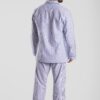 Pyjama homme deux pièces en pilou flanelle de coton rayure bleu blanc chaud et doux pour hiver motif tignes