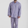 Pyjama homme deux pièces en popeline de coton rayure bleu motif Ars