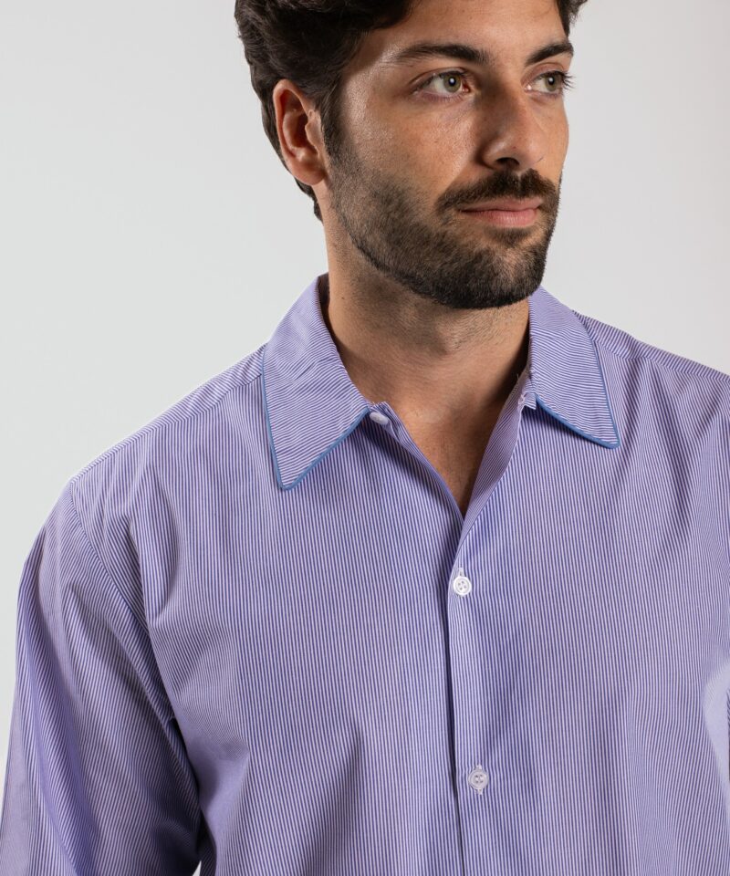 Pyjama homme deux pièces en popeline de coton rayure bleu motif Ars