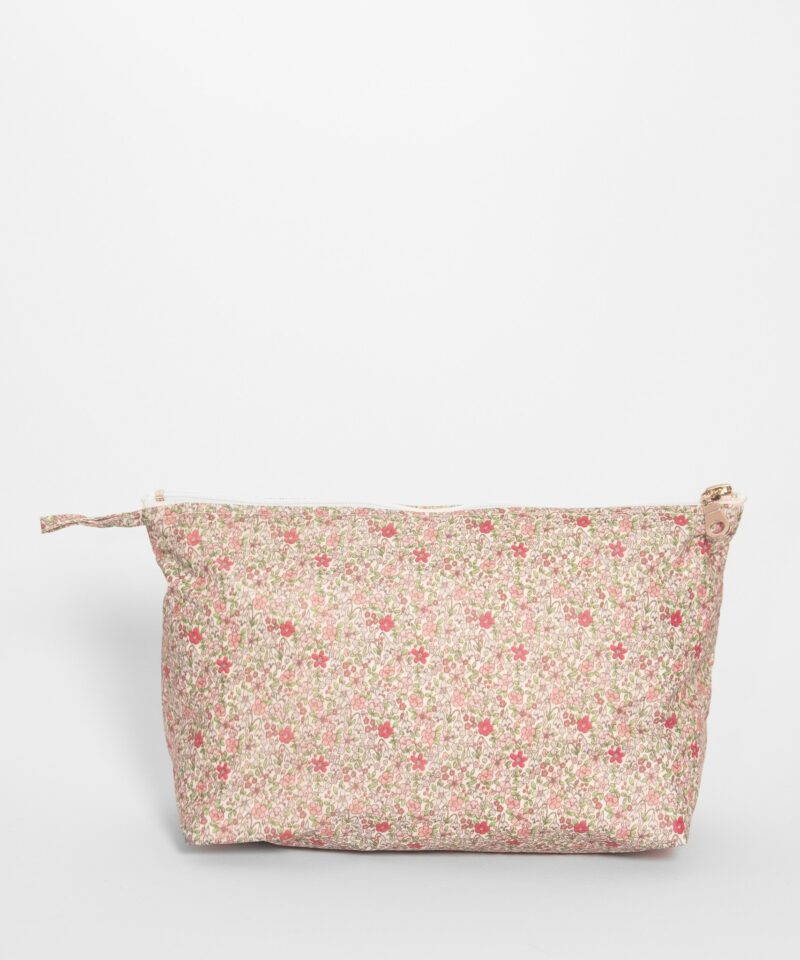 trousse de toilette liberty rose en coton enduit