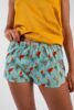 Short femme en coton echancre boutons bois motif aras peroquets