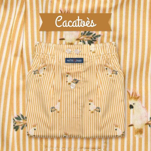 Caleçon en satin de coton avec motif de cacatoès