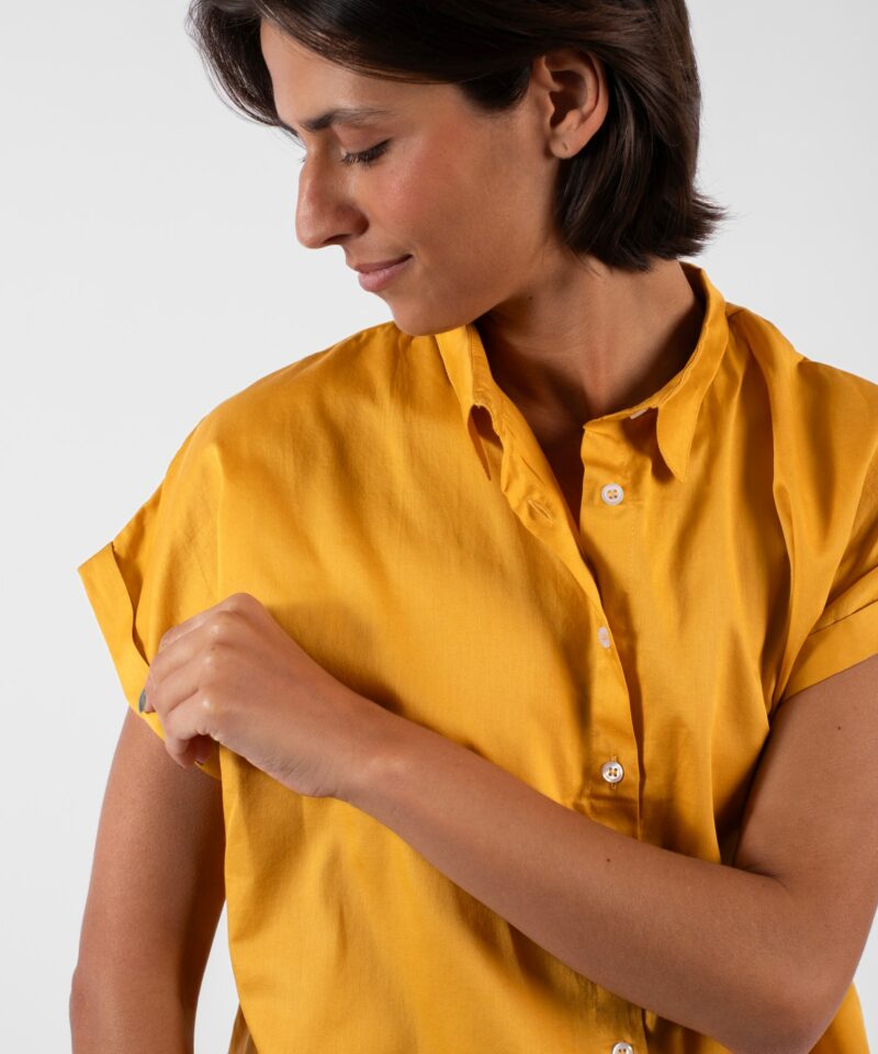 Chemisier manches courtes - Satin uni miel