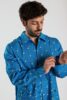 pyjama long homme satin de coton motif saxo musique bleu roi2