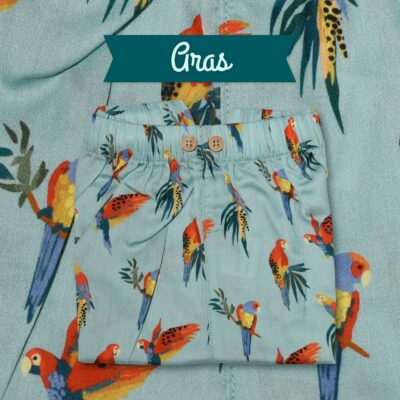 short pyjama motif aras perroquet
