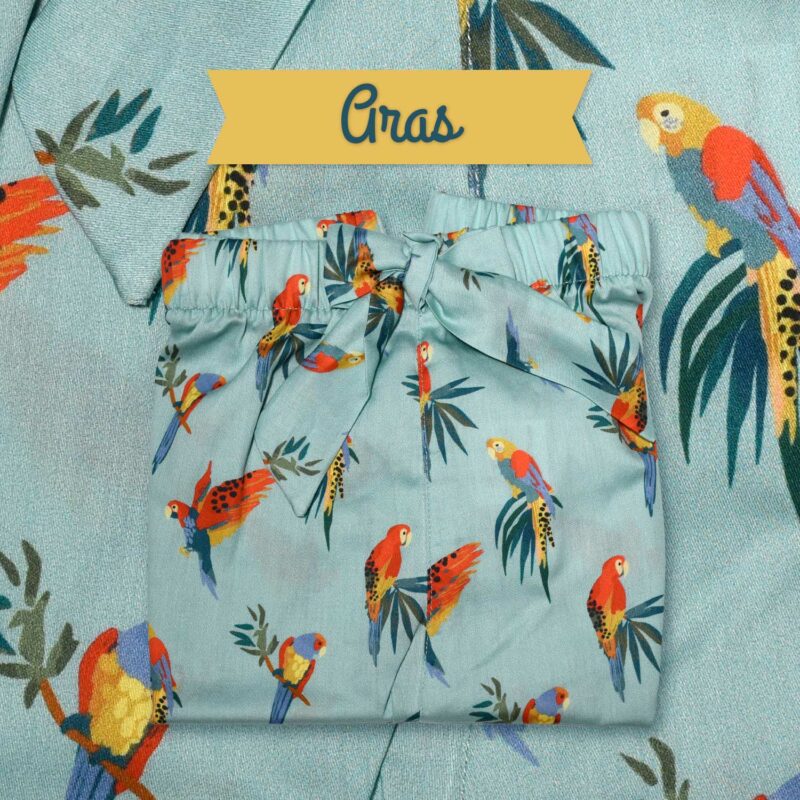 Short femme classique satin de coton motif perroquets Aras jungle