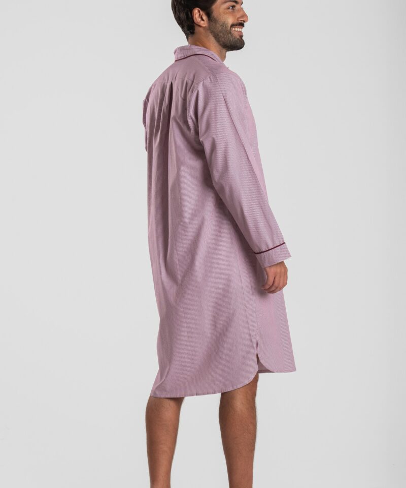 Chemise de nuit homme rayé rouge en popeline de coton  - Motif Saleccia
