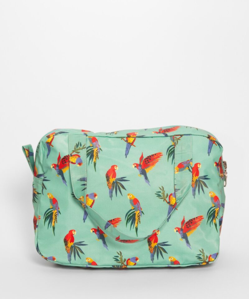 Vanity valisette trousse de toilette en coton enduit aras perroquet