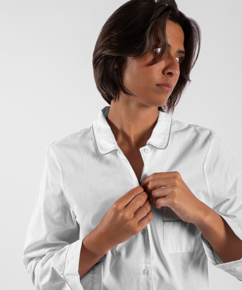 Pyjamas longs femme - Oxford blanc