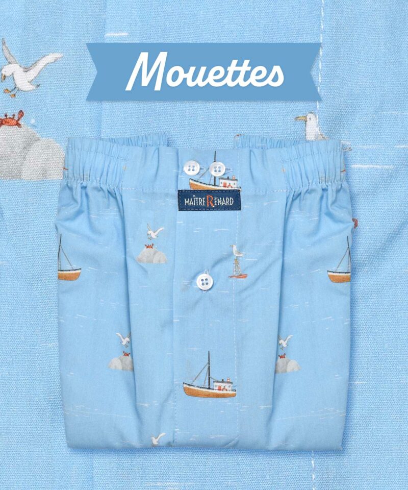 caleçon homme classique coupe française coton fabriqué au portugal rmotif bateaux mouettes pêche