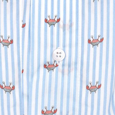 caleçon homme classique coupe française coton fabriqué au Portugal, motif crabes portant une marinière