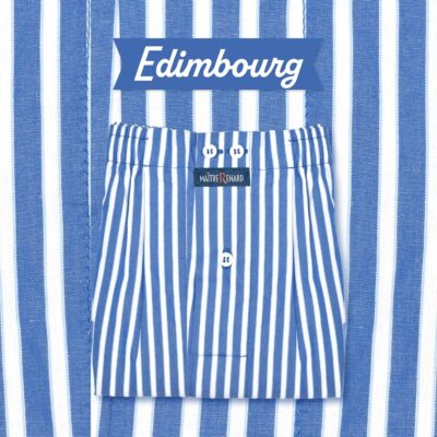 caleçon homme classique coupe française coton fabriqué au portugal rayé bleu blanc