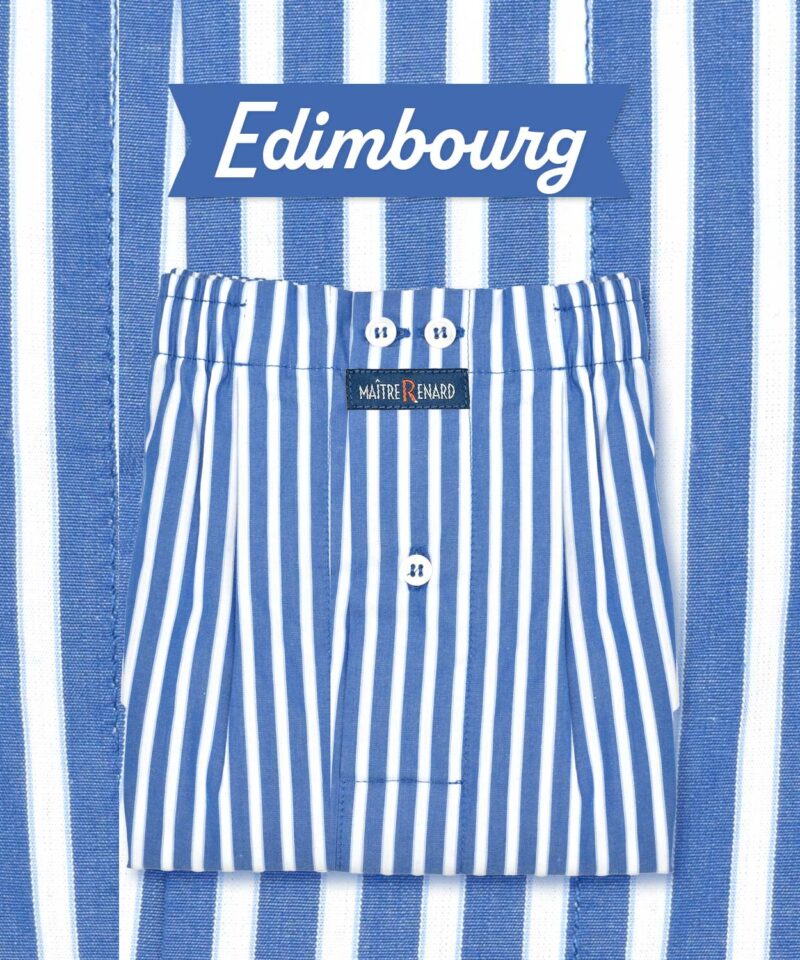 caleçon homme classique coupe française coton fabriqué au portugal rayé bleu blanc