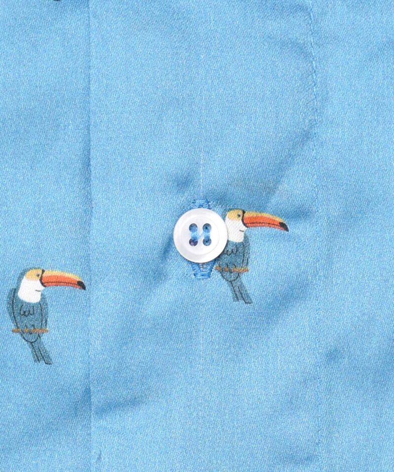 caleçon homme classique coupe française coton fabriqué au portugal motif exotique toucan oiseaux fond bleu
