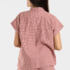 Haut pyjama femme pilou à carreaux rouges