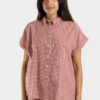 Haut pyjama femme pilou à carreaux rouges
