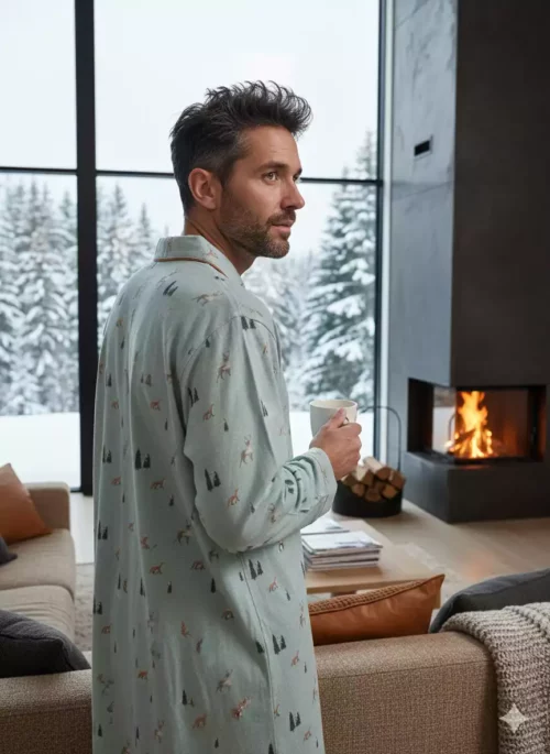 Chemise de nuit homme - Renards élans