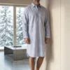 Chemise de nuit homme flanelle rayure bleu tignes fabrique au portugal