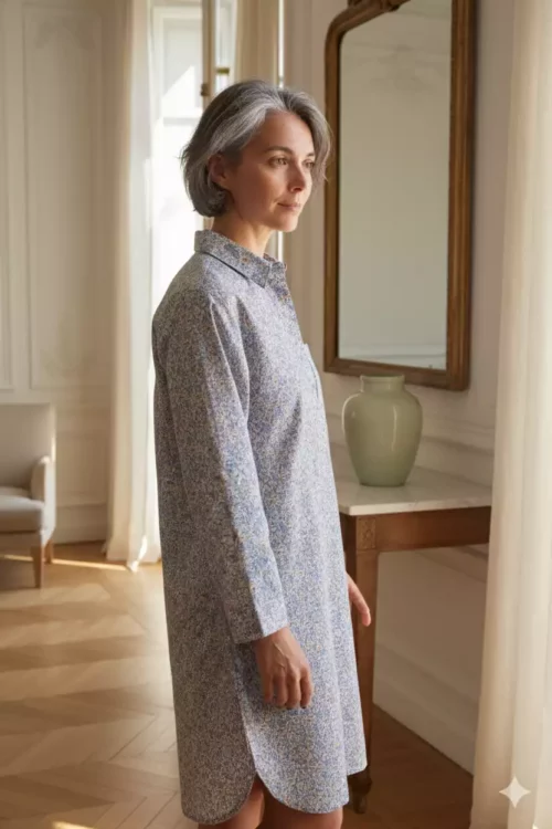 Liquette femme manches longues - Liberty bleu