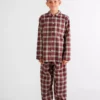 Pyjama enfant pilou ecossais carreaux rouge verbier