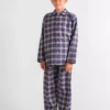 Pyjama enfant pilou ecossais carreaux bleu les arcs