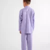 pyjama enfant boutonné chemise pantalon rayé bleu popeline de coton