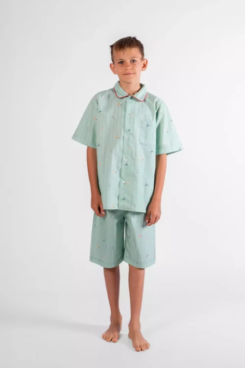 Pyjama court garçon en coton motif foot football.