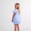 Pyjama court fille manches courtes et short en coton motif mésanges.