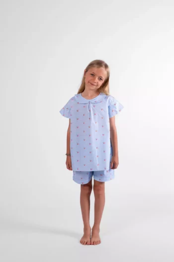 Pyjama court fille manches courtes et short en coton motif bernard l'hermite