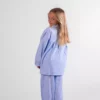 pyjama fille pilou vichy bleu petit carreaux bleu en flanelle de coton