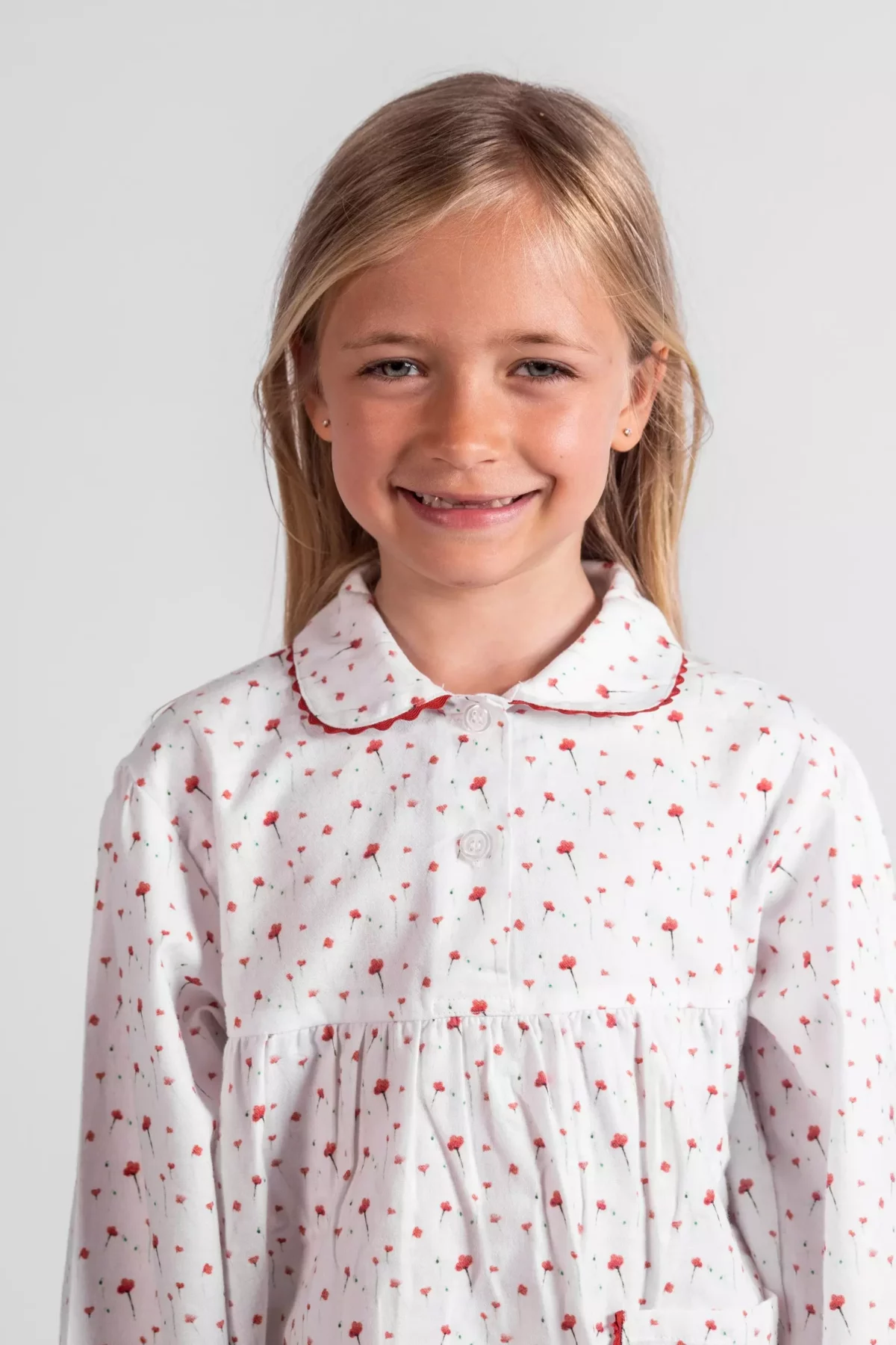 Pyjama long fille - Coquelicots pilou