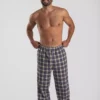 Pantalon de pyjama en pilou maitre renard carreaux bleu les arcs