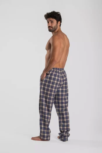 Pantalon de pyjama en pilou maitre renard carreaux bleu les arcs
