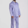 Pyjama homme deux pièces en satin de coton rayure bleu motif dinard