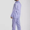 Pyjama homme deux pièces en satin de coton rayure bleu motif dinard