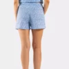 Short femme avec noeud motif liberty bleu fleur en voile de coton