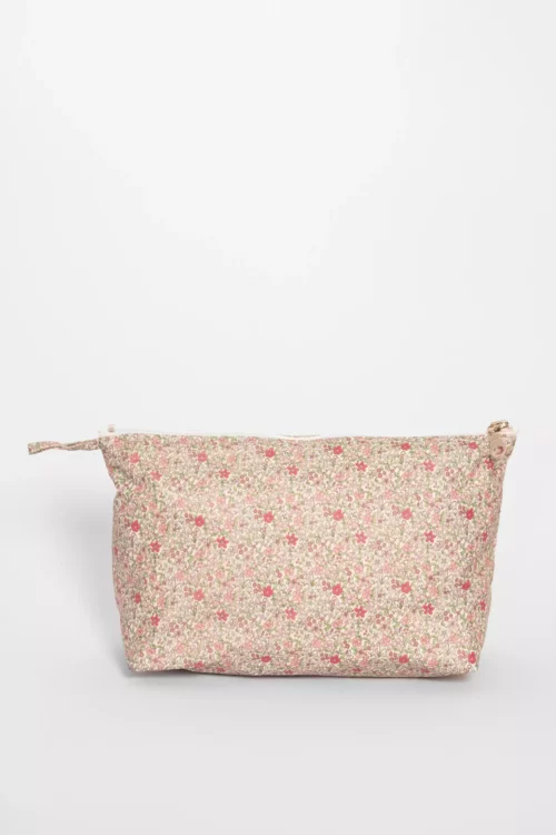 trousse de toilette liberty rose en coton enduit