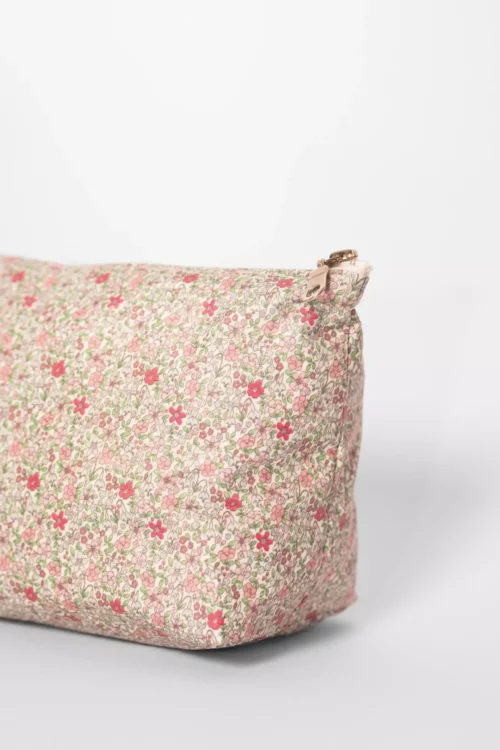 trousse de toilette liberty rose en coton enduit