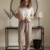 Pantalon de pyjama femme flanelle vichy rouge