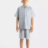 Pyjama enfant court en coton raye vert rouge porto cervo