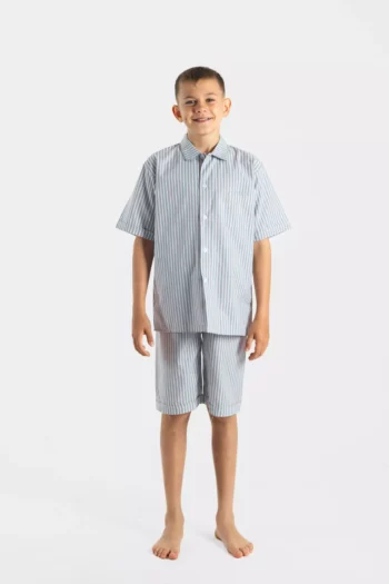 Pyjama enfant court en coton raye vert rouge porto cervo