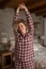Pyjama long femme flanelle carreaux rouge
