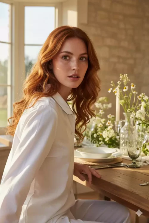 Pyjamas longs femme - Oxford blanc