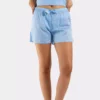 Short pyjama noeud femme oiseaux en satin de coton
