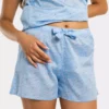 Short pyjama noeud femme oiseaux en satin de coton