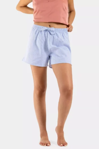 Short pyjama noeud femme raye hiver pilou flanelle doux et chaud