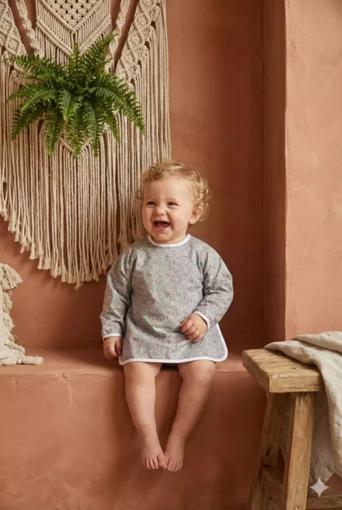 Bavoir à manches - Liberty rose