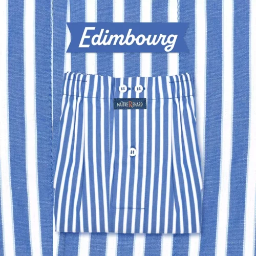 caleçon homme classique coupe française coton fabriqué au portugal rayé bleu blanc