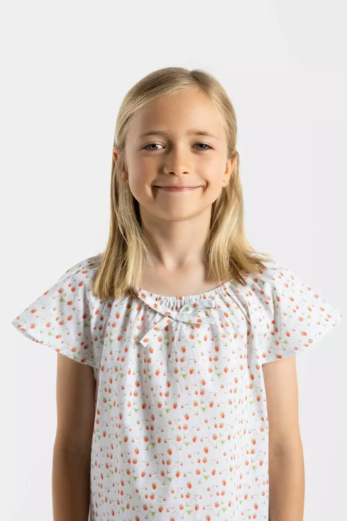 chemise de nuit été coton fraisiers