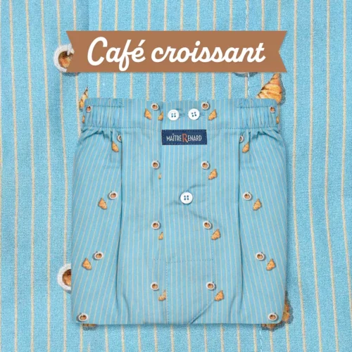 caleçon homme classique coupe française coton fabriqué au portugal motif café croissant petit déjeuner